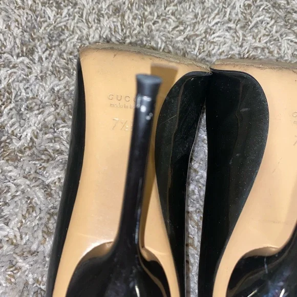 Black Gucci Peep Toe Pumps